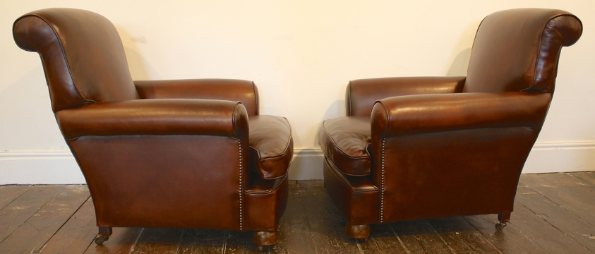 Pair of Traditional Leather Club Chairs